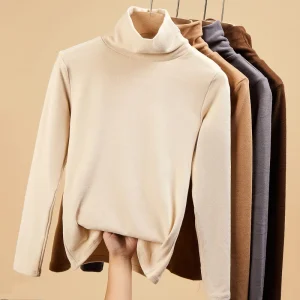 Women T-shirts Long Sleeve High Strecth Slim Fit Bottoming Shirts Casual Korean Turtleneck Warm Solid Autumn Winter Undershirts